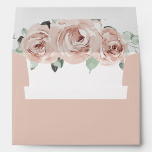 Sage Greenery Pink Floral Dusty Rose Wedding Envelope