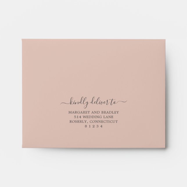 Sage Greenery Pink Floral Dusty Rose Wedding RSVP Envelope (Front)