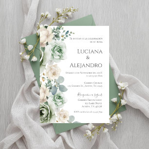 Sage Greenery Spanish Wedding Invitation