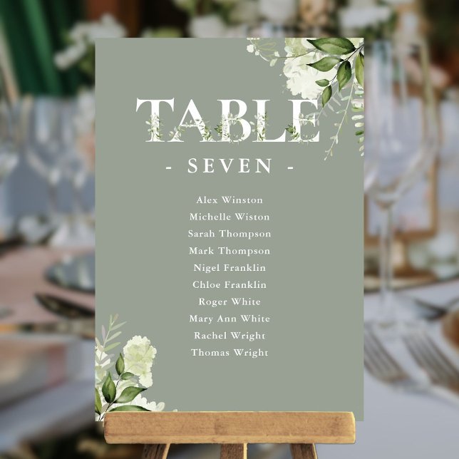 Sage Greenery Typography Seating Plan Table Number (Sage Greenery Typography Seating Plan Table Number)