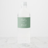 Sage Greenery Water Bottle Label, Wedding  Water B