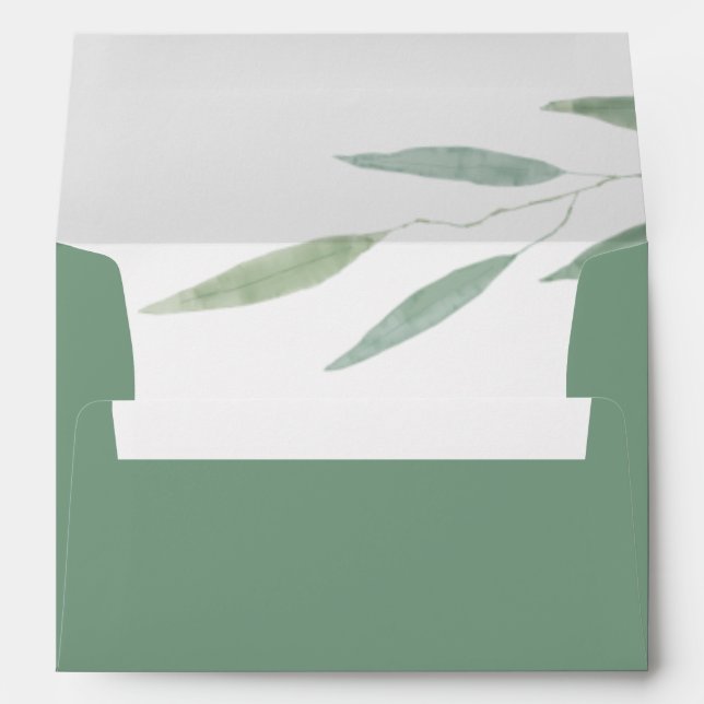Sage Greenery Wedding Invitation, Botanical Envelope (Back (Bottom))
