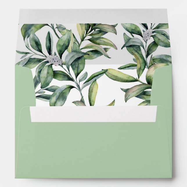 Sage Greenery Wedding Return Address Envelope (Back (Bottom))