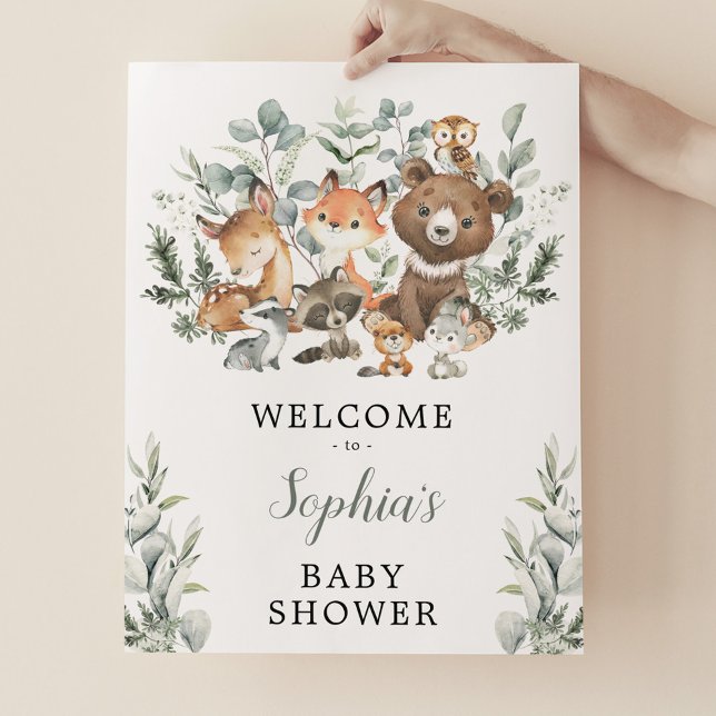 Sage Greenery Woodland Animals Baby Shower Welcome Poster (Creator Uploaded)