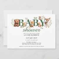 Sage Greenery Woodland Animals Neutral Baby Shower