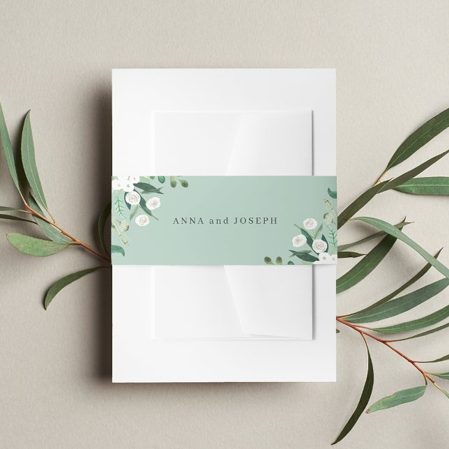 Sage | Greenhouse Watercolor Botanical Wedding Invitation Belly Band (Creator Uploaded)