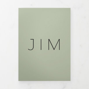 Sage Grey Classic Formal minimal Wedding Tri-Fold Card