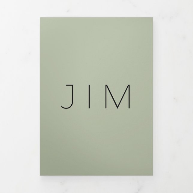 Sage Grey Classic Formal minimal Wedding Tri-Fold Card (Cover)