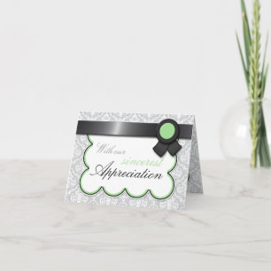 Sage & Grey Damask Elegant Thank You Cards