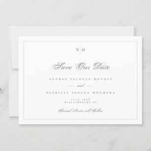 Sage Grey Frame Monogram Classic Photo Wedding Save The Date