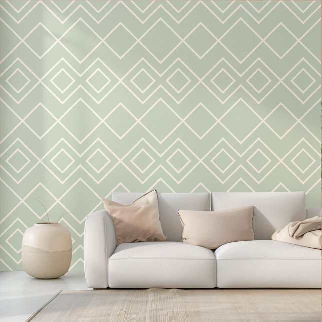 Sage Grey Green Greige Ivory Squares Art Wallpaper (Creator Uploaded)