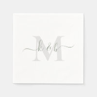 Sage & Grey Monogram Swash Script White Cocktail 