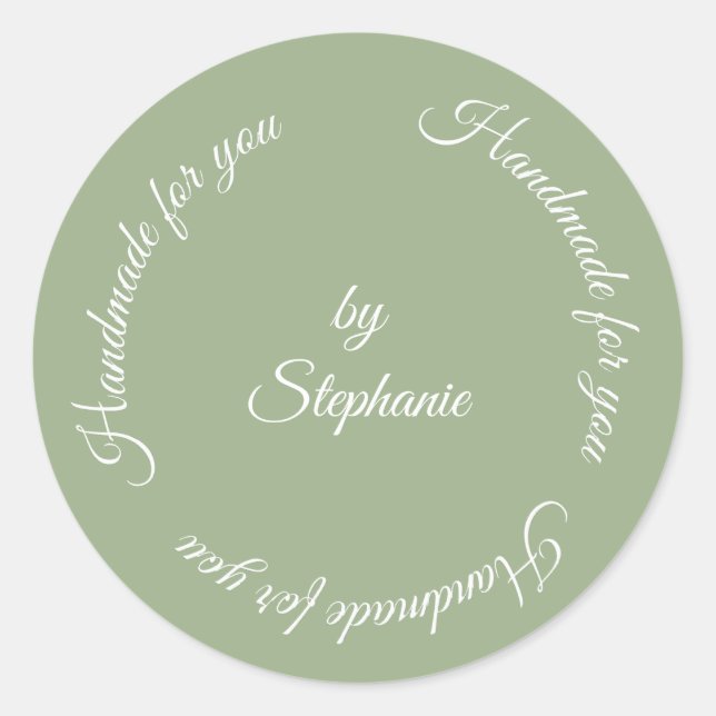 Sage handmade for you  classic round sticker (Front)