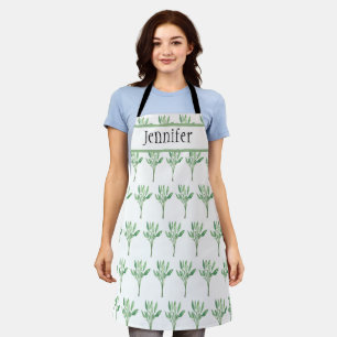Sage herb botanical plant green watercolor Chic Apron
