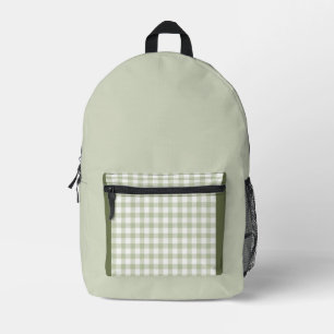 Sage & Hunter Green Gingham Trendy Backpack