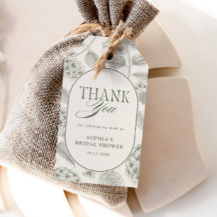 Sage Hydrangea Vintage Bridal Shower Gift Tags