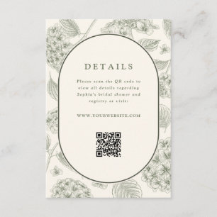 Sage Hydrangea Wedding Details QR Code  Enclosure Card