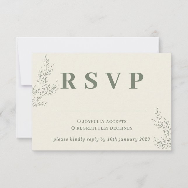 Sage Ivory Beige Ivy Floral Wedding Response (Front)