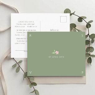 Sage & Ivory Chic Wedding RSVP Response Postcard