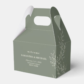 Sage Ivory Elegant Ivy Floral Favour Box