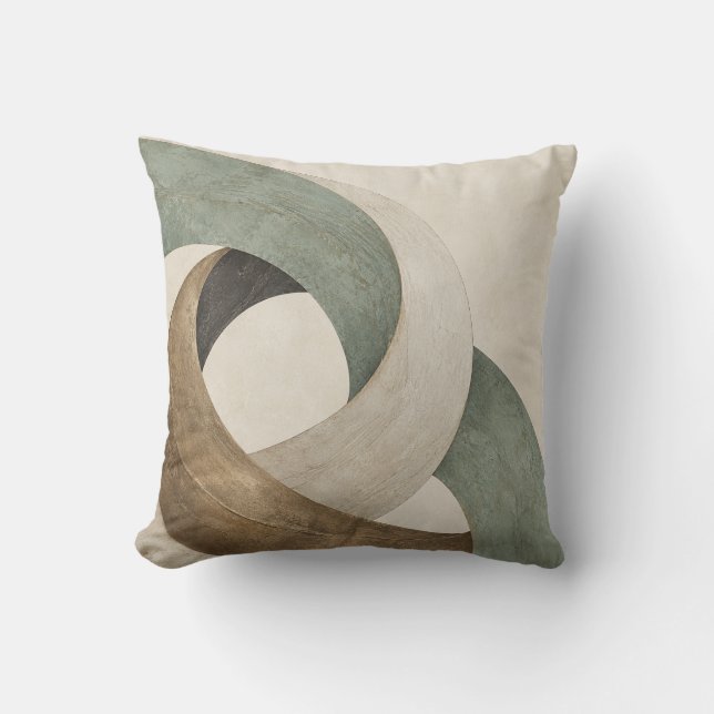 Sage Ivory Interlocking Abstract Rings Cushion (Front)