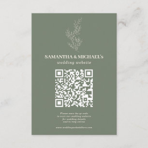 Sage Ivory Ivy Floral Qr Wedding Website Enclosure Card