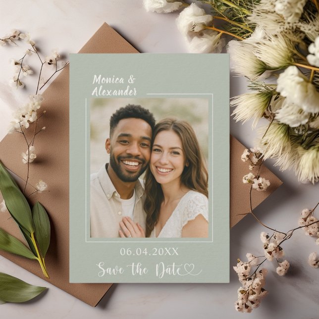 Sage ivory photo wedding luxury Save the Date (Creator Uploaded)