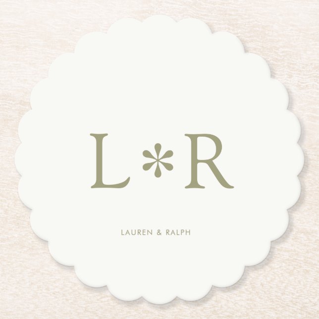 Sage & Ivory Simple Chic Couple Paper Coaster (Front)