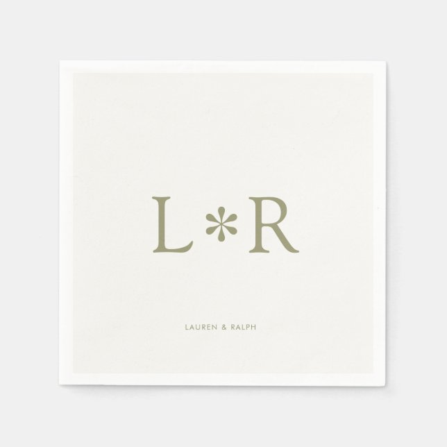 Sage & Ivory | Stylish Modern  Napkin (Front)