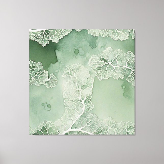 Sage Lace Lichen Abstract - Organic Modern Canvas Print (Front)