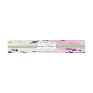 Sage & Lavendar Watercolor Soap Label Wrap Around Invitation Belly Band