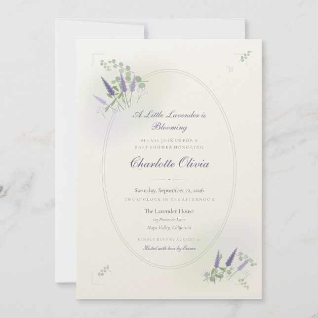 Sage Lavender Botanical Baby Shower Invitation (Front)
