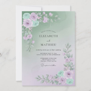 Sage Lavender Ethereal Floral Wedding Invitation