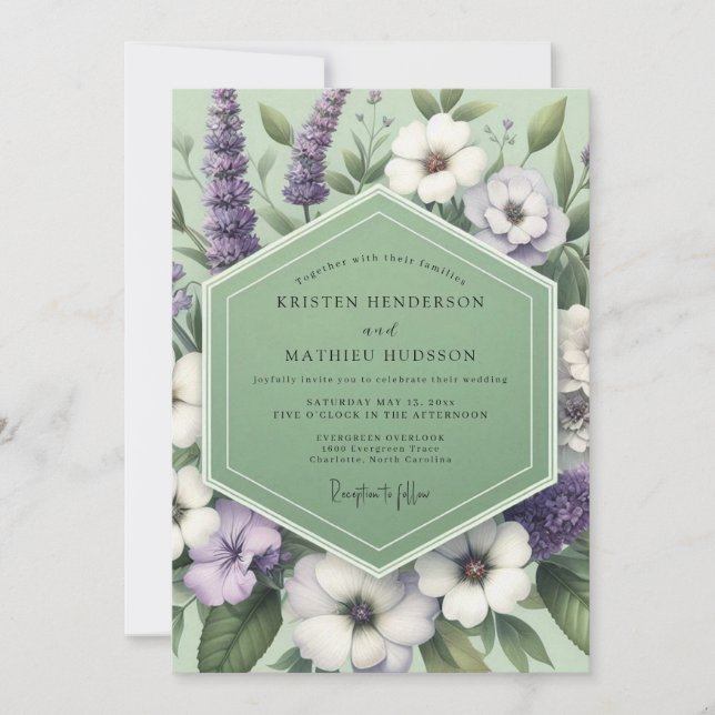 Sage Lavender Meadow Wedding Invitation (Front)