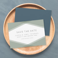 Sage Layered Geometric & Blue Slate Save the Date