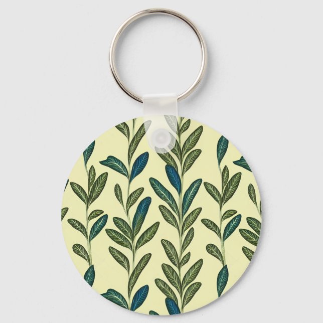 Sage Leaf Print Key Ring (Front)