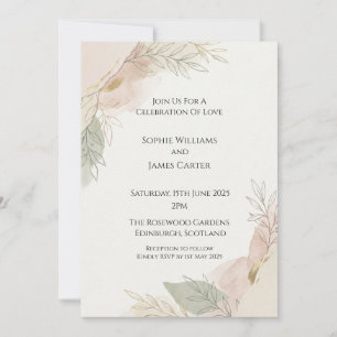 Sage Leaf Watercolor Wedding Invitation