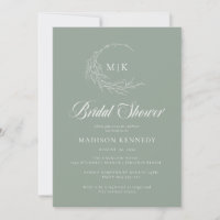 Sage  Leafy Crest Monogram Bridal Shower 