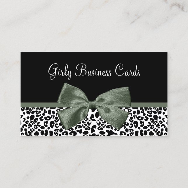 Sage Leopard Bow Boutique Business Card (Front)