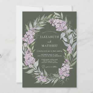 Sage Lilac Blossom Flourish Wedding Invitation