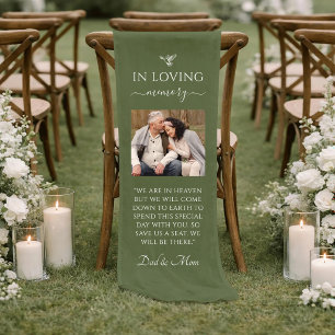 Sage Linen Parent Photo Wedding Memorial Sign Short Table Runner
