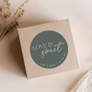 Sage Love is Sweet Wedding Favour Classic Round Sticker