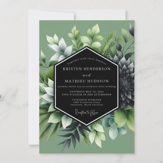 Sage Lush Succulent Wedding Invitation (Front)