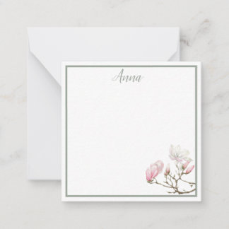 Sage Magnolia Personalised Note Card