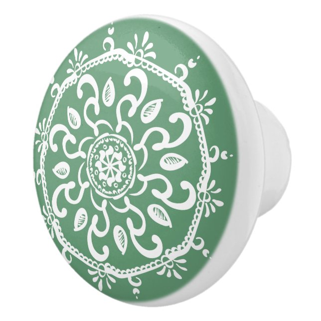 Sage Mandala Ceramic Knob (Right)