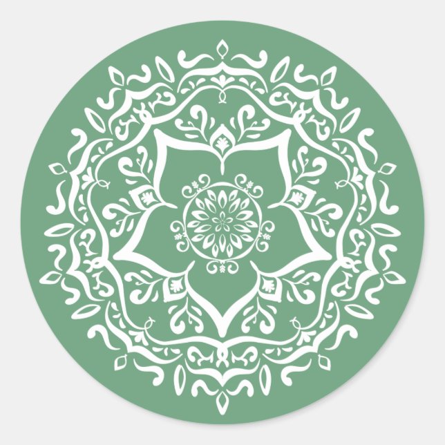 Sage Mandala Classic Round Sticker (Front)