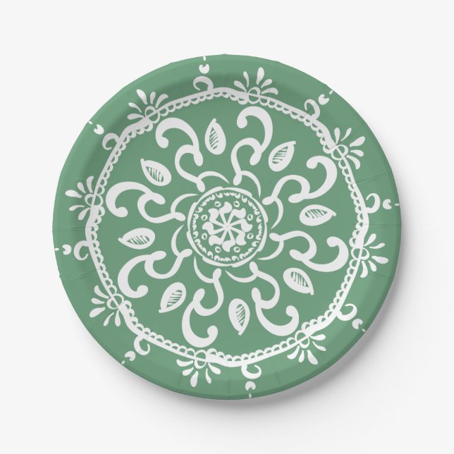 Sage Mandala Paper Plate (Front)