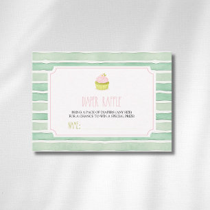 Sage Matcha Cupcake Baby Shower Diaper Raffle Enclosure Card