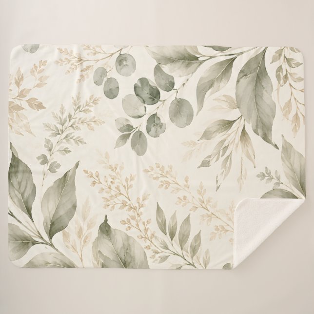 Sage Meadow Botanical sherpa Blanket (Front (Horizontal))