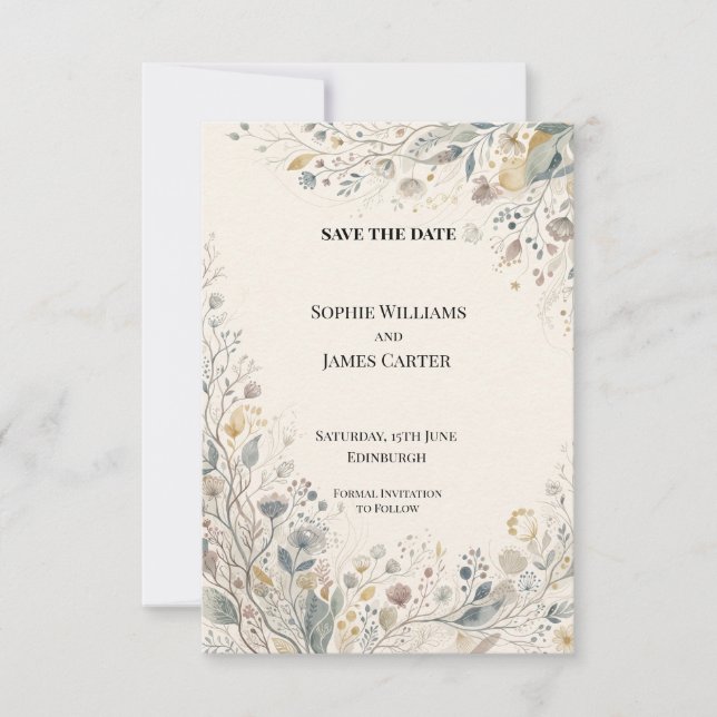 Sage Meadow Wildflower Wedding Save The Date (Front)